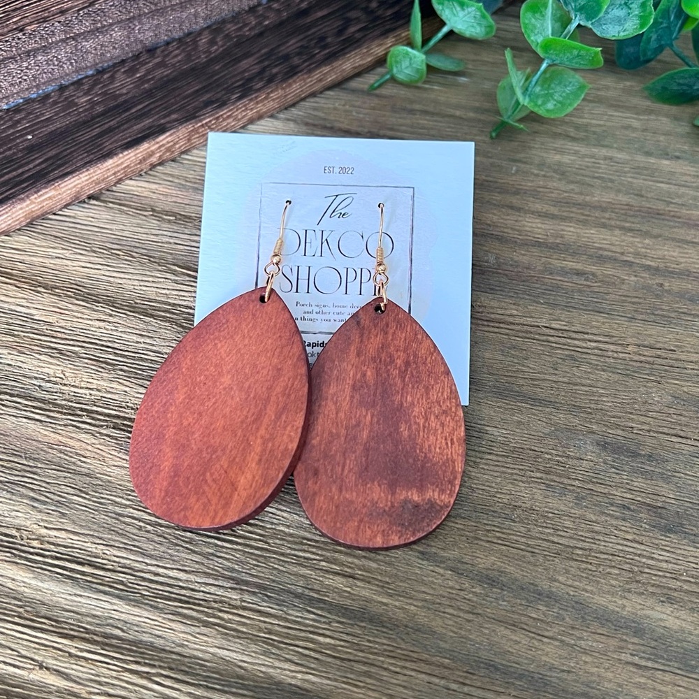 Fashion Earrings Solid Wood Fishhook lightweight teardrop casual dressy